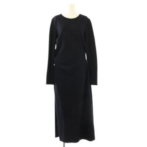 ウール混ロングワンピース 36 ネイビー