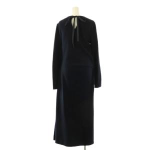 JIL SANDER ウール混ロングワンピース 36 ネイビー