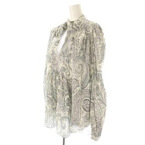 ETRO シルク混ペイズリー柄ボウタイブラウス シャツ プルオーバー 38 黒 ブラック ベージュ /CX OS