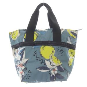 レモン 花柄 トートバッグ ハンドバッグ 青 ブルー /SR