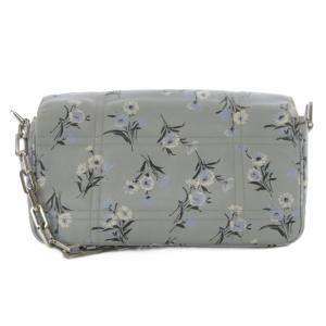 PRADA レザー 花柄 ショルダーバッグ グレー