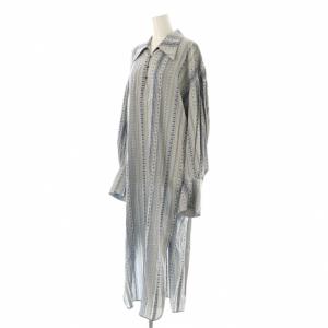 Mame Kurogouchi 25SS Stripe Jacquard Shirt Dress ワンピース 2 ライトグレー