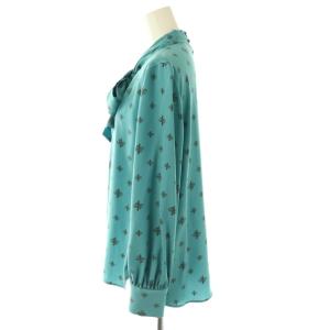 ANAYI 23AW アナグラムドットプリントボウタイ ブラウス 長袖 38 青 ブルー /AT OS