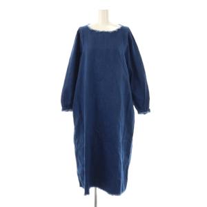 デニムのドレス ワンピース ミモレ ロング 紺 ネイビー /AT OS