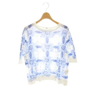 ギマニット藍染 Tシャツ カットソー 半袖 3 白 ホワイト 青 ブルー /AT OS