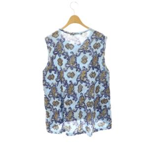 45rpm ギマニットのペイズリー柄ノースリーブトップ カットソー 3 水色 /AT OS