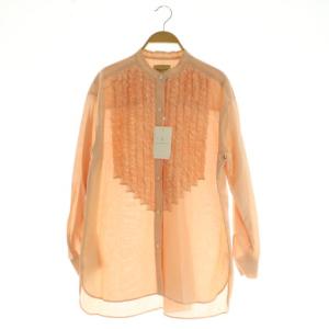 C/L スタンドフリル シャツ G ブラウス 長袖 リネン混 F シャーベット /MY OS