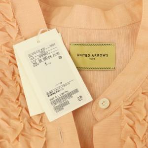 UNITED ARROWS C/L スタンドフリル シャツ G ブラウス 長袖 リネン混 F シャーベット /MY OS