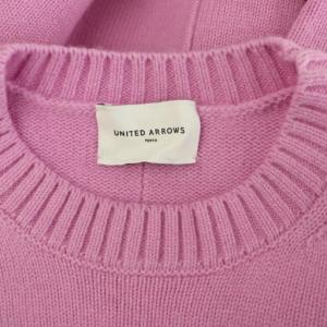 UNITED ARROWS W/CA スリット クルーネック ニット W セーター 長袖 ピンク /MY OS