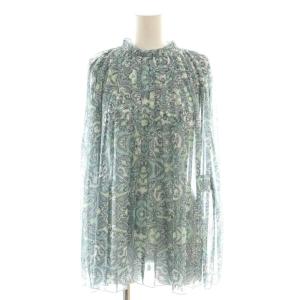 ブラウス チュニック シアー ノースリーブ  38 緑 グリーン プリーツ ペイズリー 102217-13-530-73-380