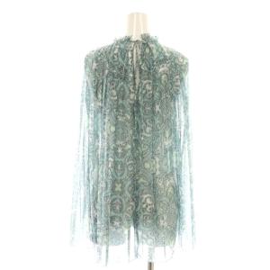 ANAYI ブラウス チュニック シアー ノースリーブ  38 緑 グリーン プリーツ ペイズリー 102217-13-530-73-380