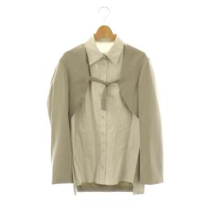 SHIRT SET JACKET ノーカラージャケット シャツ 2点セット F グレージュ ライトグレージュ
