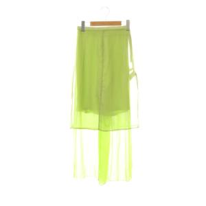 COLOR ACTIVITY LAYERED PANTS レイヤードパンツ スカート セットS 黄緑 イエローグリーン