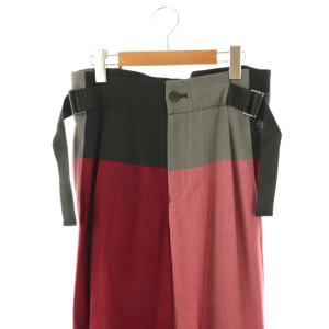 ISSEY MIYAKE IM94FF501 配色ベルトパンツ 2 レッド ブラック グレー