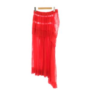 LIMI feu 製品染シフォンタックスカート フレア シアー アシメントリー S レッド LR-S11-210 /CX