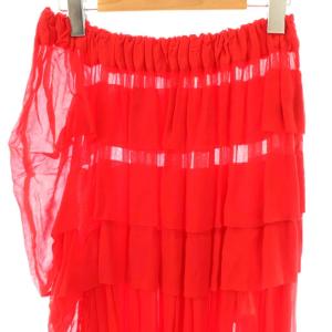 LIMI feu 製品染シフォンタックスカート フレア シアー アシメントリー S レッド LR-S11-210 /CX