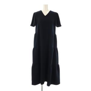 フレアスリーブバックティアードドレス ワンピース 36  ネイビー