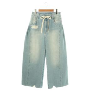 25SS ドロストウエストデニムパンツ ワイド 36 ライトブルー /HK OS SH