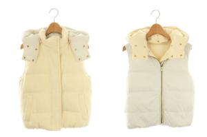 リバーシブルダウンベスト ジップアップ ストライプ オフホワイト ホワイト /HK OS SH