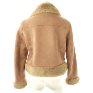 Rirandture フェイクファーライダースジャケット ショート丈 2 ピンク ベージュ /AT OS SH