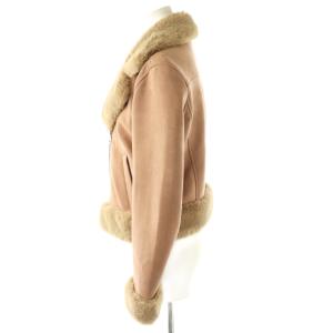 Rirandture フェイクファーライダースジャケット ショート丈 2 ピンク ベージュ /AT OS SH