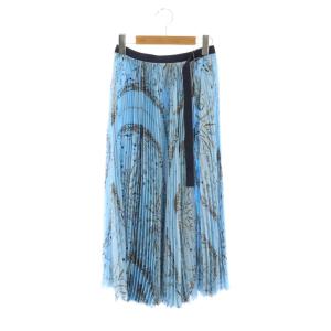 ペイズリー柄プリーツスカート 0 ブルー