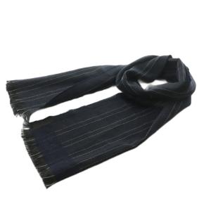 マフラー ウール フリンジ ネイビー 紺色 グレー /MI OS SH