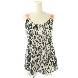 タンクトップ ノースリーブ 総柄 XS ブラック ホワイト FU1582 /DF OS