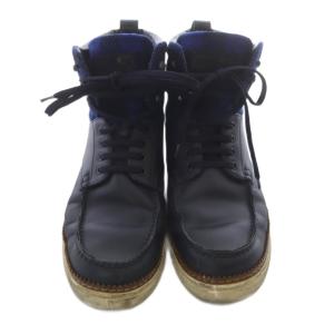 LOUIS VUITTON チェック切替 ハイカット スニーカー 7.5 黒 ブラック 青 ブルー FA0122 /SR AD