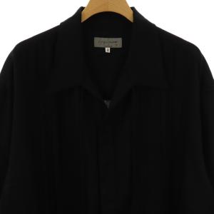 Yohji Yamamoto POUR HOMME 22AW プリーツロングシャツ ウール 3 ブラック HE-B44-507