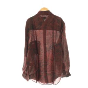 Yohji Yamamoto POUR HOMME 24AW 総柄 シャツ 長袖 2 ボルドー HO-B24-202 