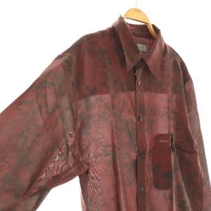 Yohji Yamamoto POUR HOMME 24AW 総柄 シャツ 長袖 2 ボルドー HO-B24-202 