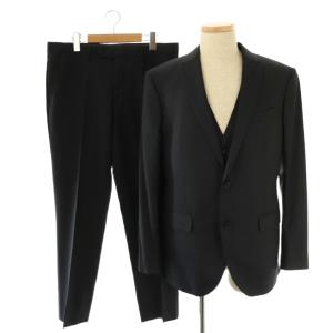 セットアップ ジャケット パンツ ベスト シャドウストライプ ウール 3ピース スーツ 50 ネイビー