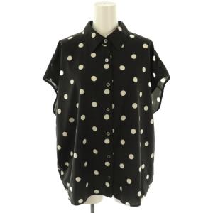 25SS ドットフレンチスリーブシャツ 半袖 スタンドカラー F 黒 ブラック /AT OS