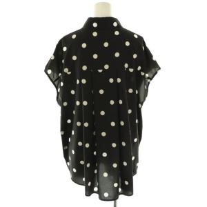Spick&Span 25SS ドットフレンチスリーブシャツ 半袖 スタンドカラー F 黒 ブラック /AT OS
