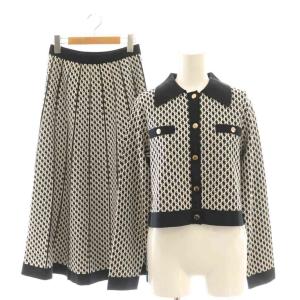 キカニットカーディガン キカニットフレアスカート 36 ホワイト ブラック /DF OS