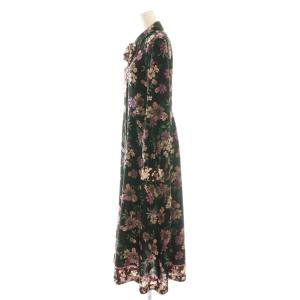 GRACE CONTINENTAL フラワープリントフレアワンピース ロング 36 ブラック マルチカラー /DF OS