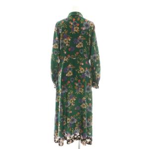 GRACE CONTINENTAL フラワープリントフレアワンピース ロング 36 グリーン マルチカラー /DF OS