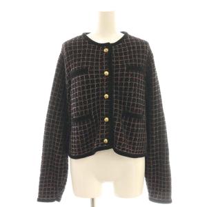 24AW ツイードニットカーディガン ラメ 36 ブラック /DF OS
