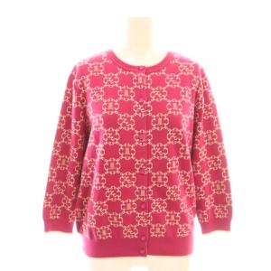 コレクション COLLECTION ロゴジャカードカーディガン ニット 38 ピンク ベージュ /CX