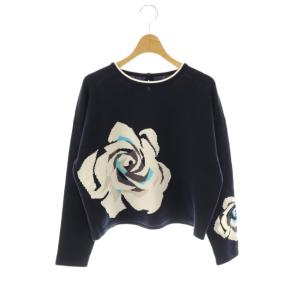 COLLECTION コレクション インターシャローズニット ニット セーター プルオーバー 38 ネイビー