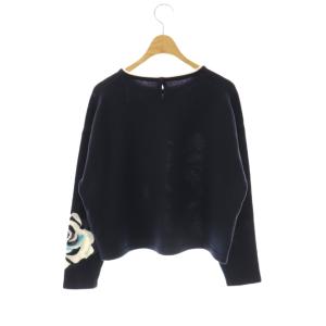 LANVIN COLLECTION コレクション インターシャローズニット ニット セーター プルオーバー 38 ネイビー