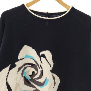 LANVIN COLLECTION コレクション インターシャローズニット ニット セーター プルオーバー 38 ネイビー