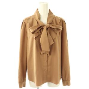 ボウタイ ラッフル ブラウス シャツ 前開き 40 ベージュ /CX OS