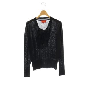 リボンニット カットソー プルオーバー 3 黒 ブラック オーブ刺繍 /CX OS