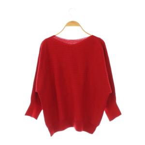 INDIVI 洗える無縫製きれいめフォルムニット カットソー 38 レッド /DO OS