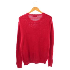 POLO RALPH LAUREN リネン混ポロベア星条旗ニット プルオーバー M レッド