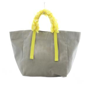 キャンバス グレープハンドルバッグ フリル トートバッグ グレー レモンイエロー 黄色 17325998216