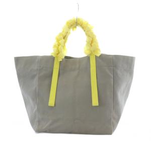 LUDLOW キャンバス グレープハンドルバッグ フリル トートバッグ グレー レモンイエロー 黄色 17325998216