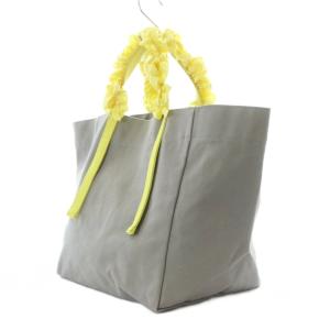 LUDLOW キャンバス グレープハンドルバッグ フリル トートバッグ グレー レモンイエロー 黄色 17325998216